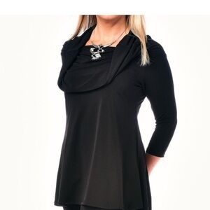 Elegant Black Cowl Neck Top